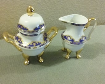 Gorgeous Tiger Yedi Inc Fine Porcelain Cream & Sugar Set, Perfect Condition