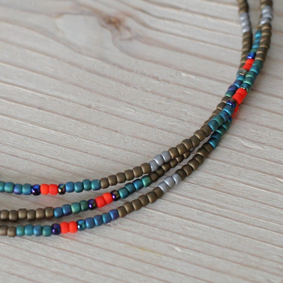 Delicate small bead necklace tiny bead choker by TinyTinyBeads