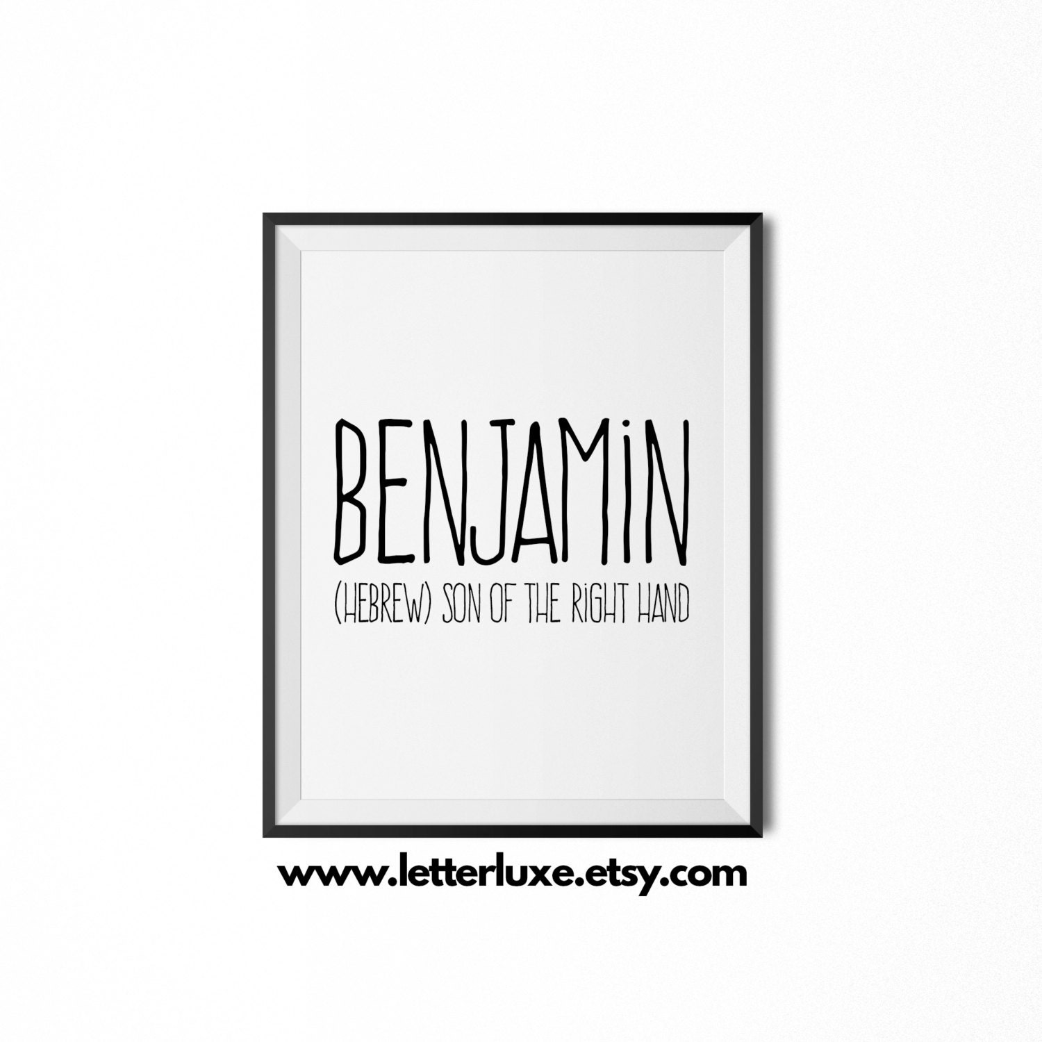 Benjamin Name Meaning Art Printable Baby Shower Gift