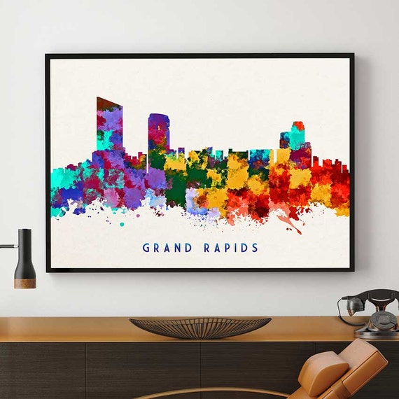 Grand Rapids Skyline Art Grand Rapids Print Grand Rapids