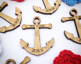 Wedding Favors - Anchor Favors - Beach Decor - Wooden decor - Rustic Wedding Favors - Wedding Table Decorations 07TD