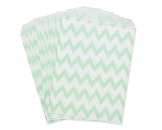 Party Favor Bag, Paper Favor Bags, Mint Green Chevron Favor Bags, Mint to Be Favor Bags, Mint Wedding Favors, Bridal Shower, 1st Birthday