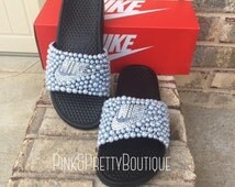 glitter nike slides