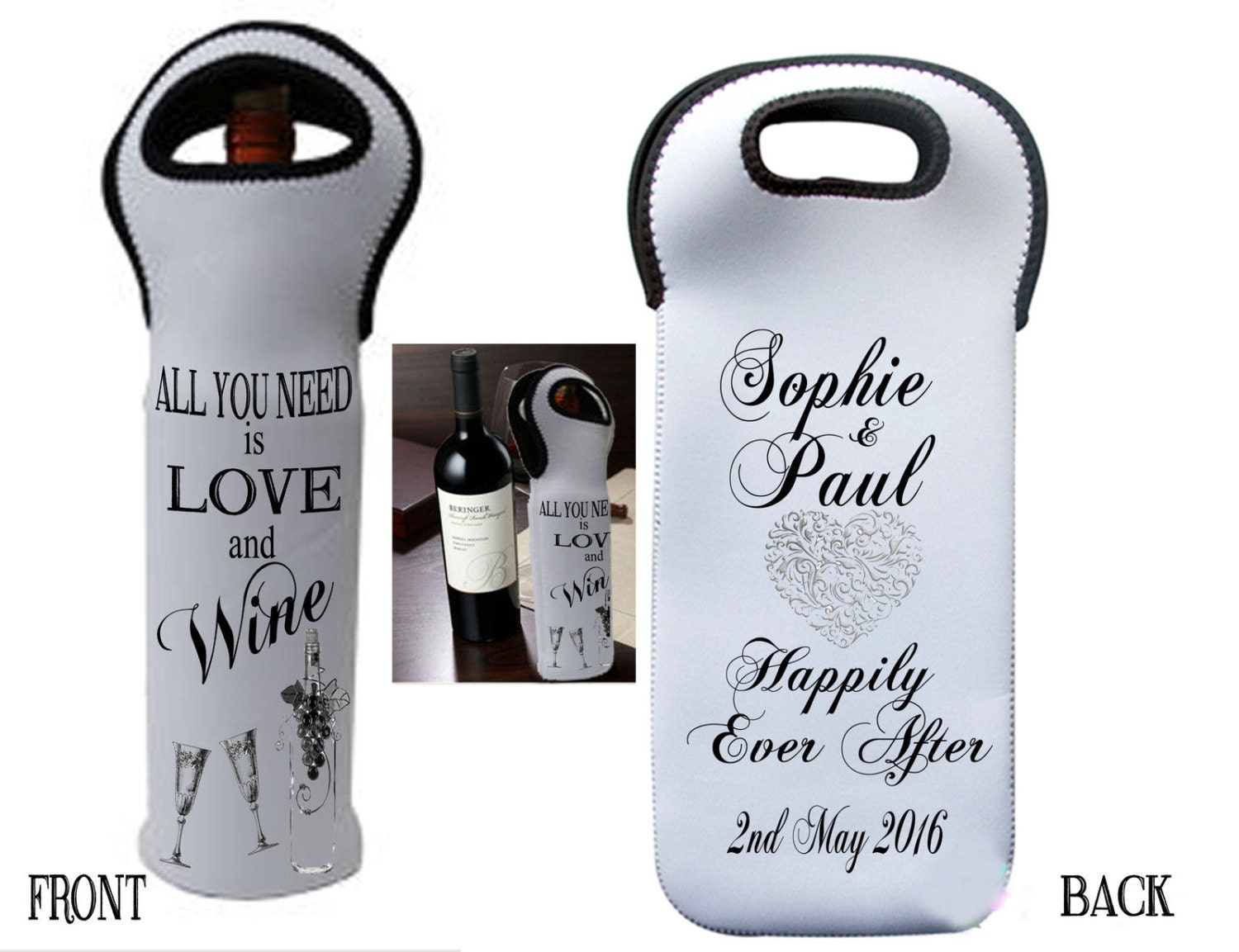 Personalised Wine Insulated Cooler Bag Prosecco Mum Dad Mr