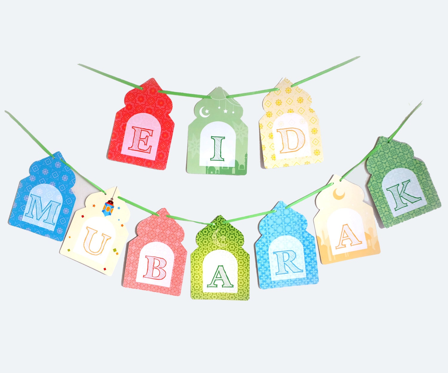 Eid Mubarak Bunting Banner Flag Ramadan Party Supplies