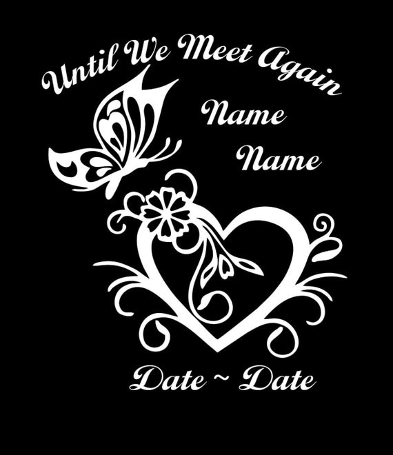 Custom Personalized Memorial Butterfly and Heart Vinyl Decal