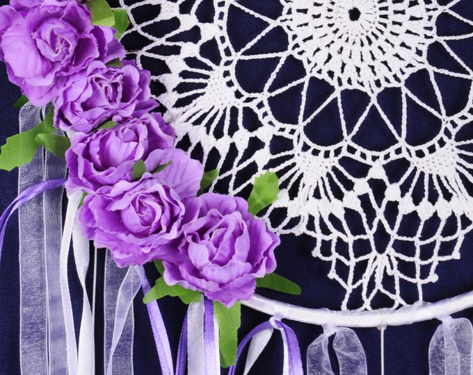 Dreamcatcher white Dream Catcher roses Dreamcatcher New violet Dream сatcher gift idea dreamcatchers boho violet dreamcatcher wall handmade