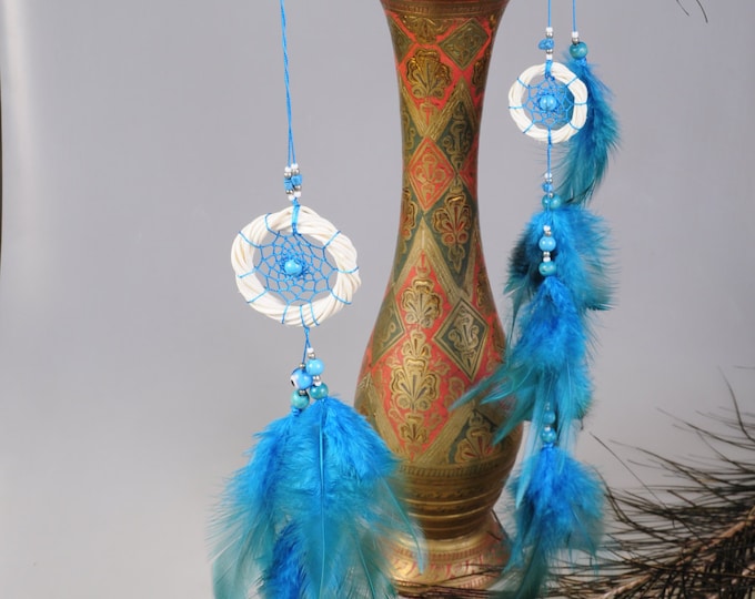 Blue hair clips pendants handmade exclusive Dreamcatcher hair clips pendants Blue DreamCatcher Dreamcatchers Christmas blue hair clips
