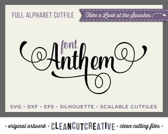 Full Alphabet SVG Fonts Cutfile - Fancy Script cricut font - Studio3 DXF EPS - Silhouette Cameo - commercial use clean cutting digital files
