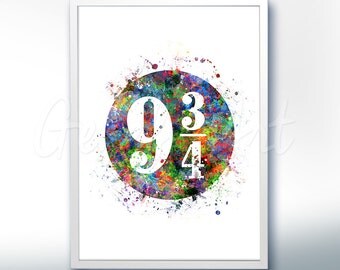 Harry Potter Platform 9 3/4 Hogwarts Express Watercolor Poster Print - Watercolor Painting - Watercolor Art - Kids Decor- Nursery Decor