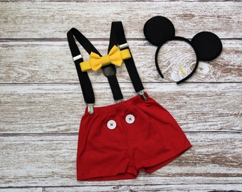 Mickey Mouse Birthday Outfit Boys, Boys Micey Mouse Cake Smash Outfit, Mickey Mouse First Birthday Outfit, PLEASE READ LISTING