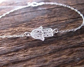 Hamsa bracelet, silver bracelet, silver hamsa bracelet, evil eye bracelet, silver hand bracelet, jewelry gift, charm bracelet, gift for her