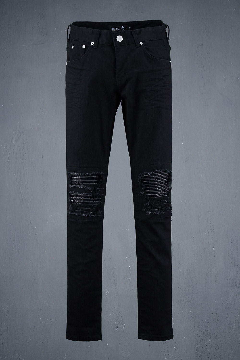 Mens leather patch chic jean Pants/ Rare Vintage by