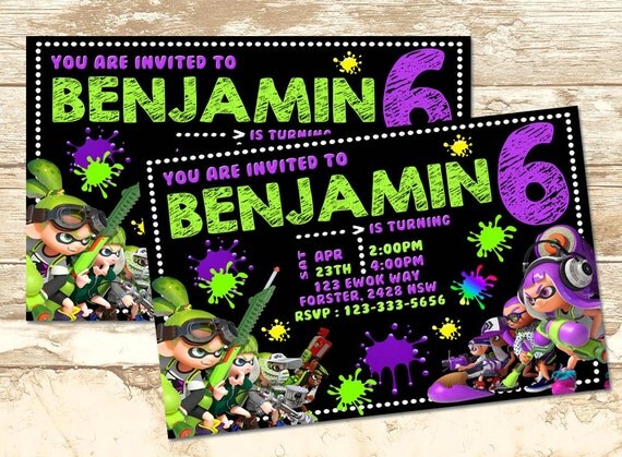 Splatoon Birthday Invitation Splatoon by RainbowPrintables on Etsy