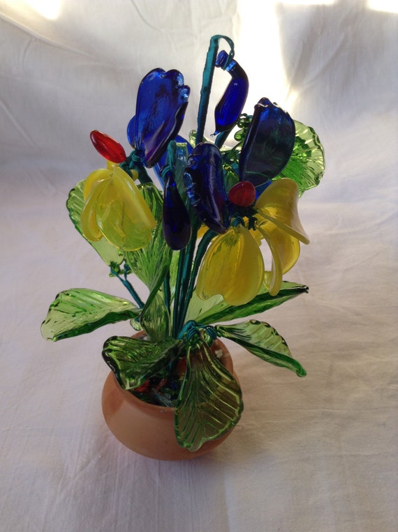 Glass Flowers Pansies. Stained Glass. Lampwork