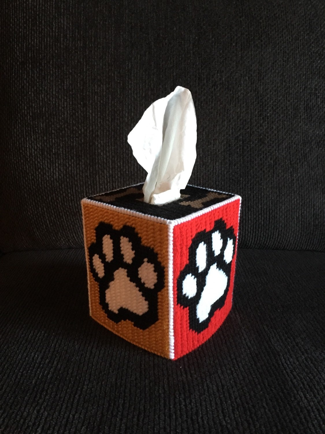 Paw Print Handmade Plastic Canvas Tissue Box Cover Animal