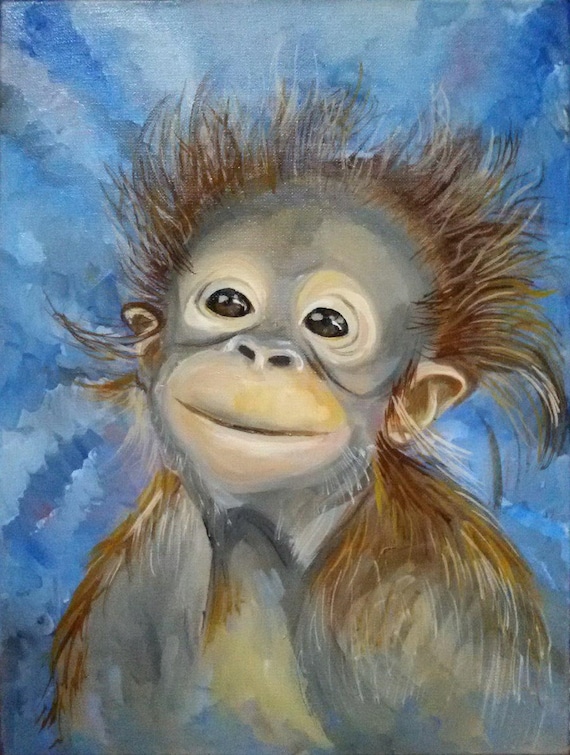 Monkey Original painting. Oil painting. art oil. The painting