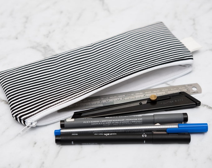 Black and White Striped Pencil Case