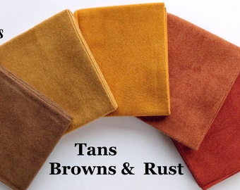 Browns & Tans FLANNEL Fat Quarter Bundle Moda Fabric + BONUS 2 Quilt Patterns