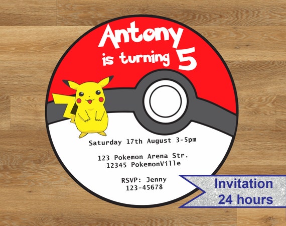 Pokemon invitation Pokemon go party by DesignMadeDesigns on Etsy