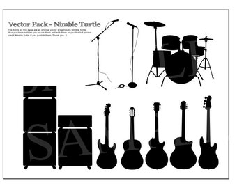 Musical Instruments (Rock Band) Vector Clip Art ---- PDF, SVG, EPS - Vectors