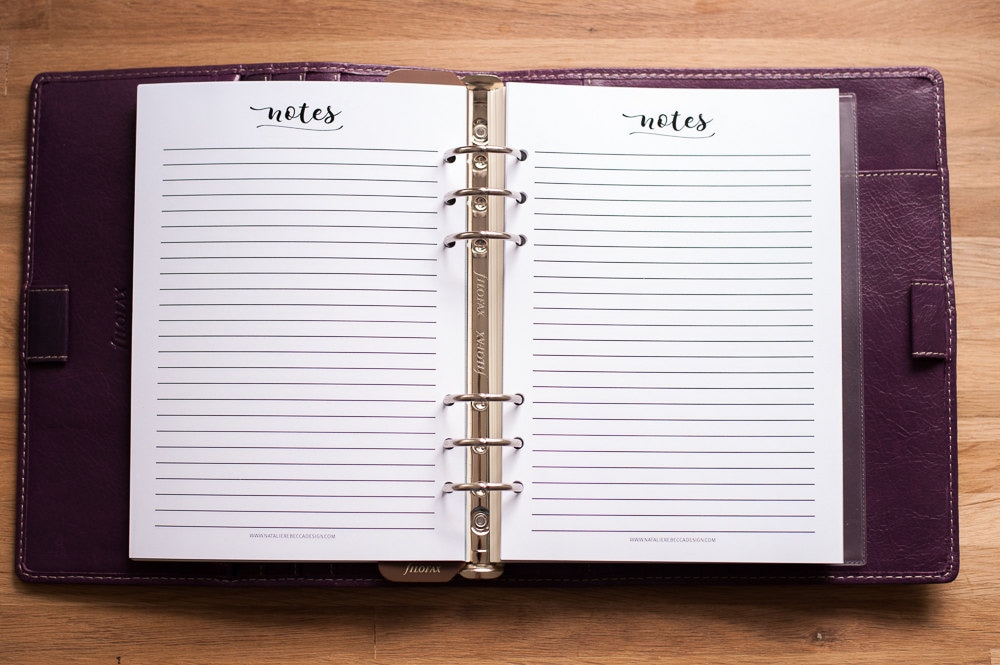 A5 NOTES Planner Inserts Filofax A5 Planner Inserts Carpe