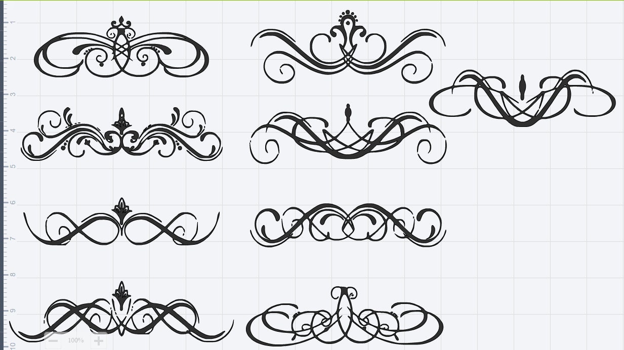 Download Calligraphy Style Border Embellishments 9 pack SVG EPS DXF