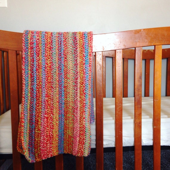 Candy Striped Baby Crochet Blanket Soft Afgan Muticolored