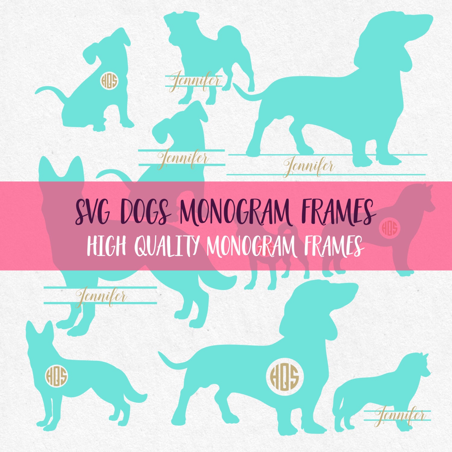 Dog Svg Monogram Frames Dogs Svg Animal Svg by HighQualitySVG