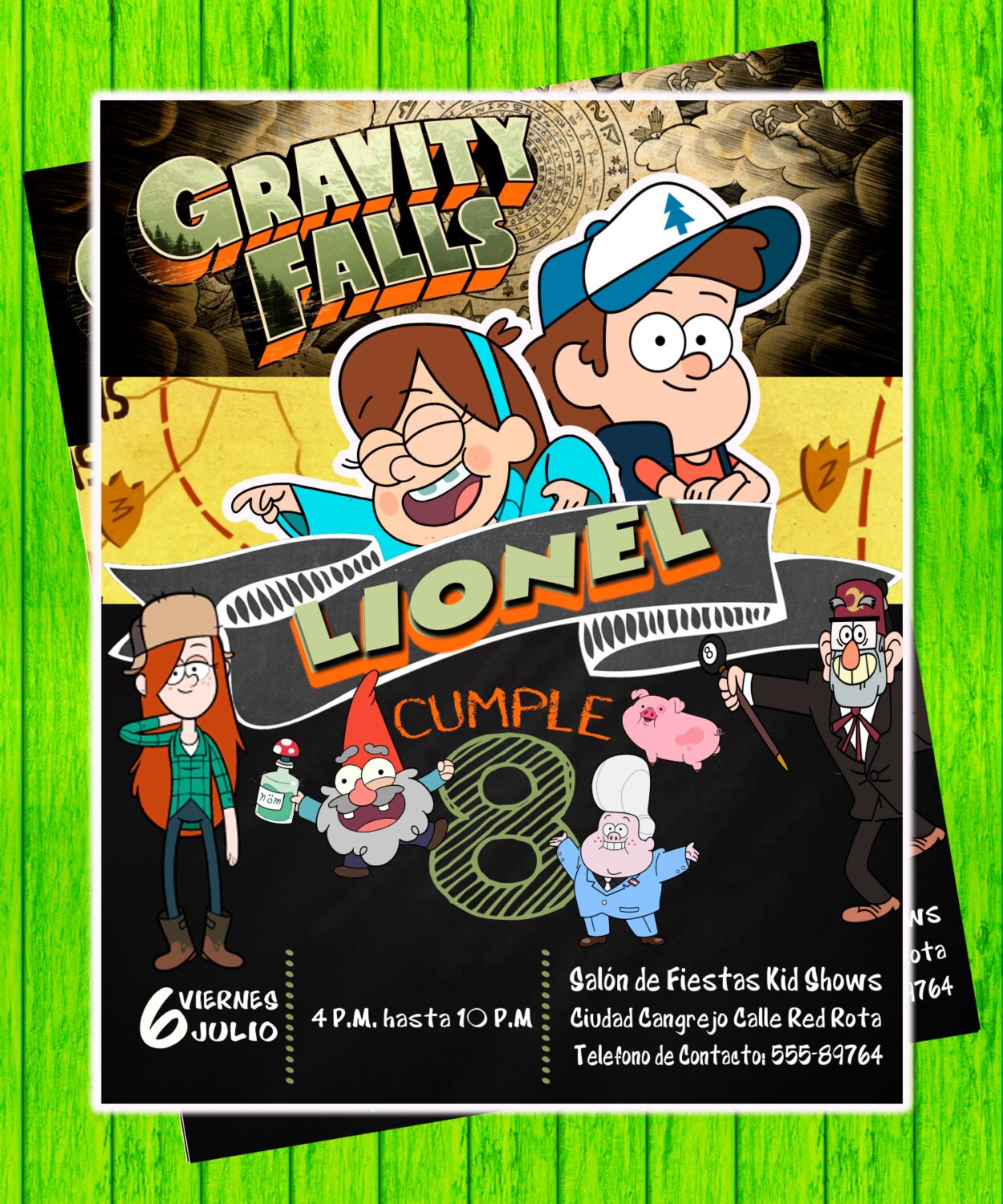 Birthday Invitation Gravity Falls Nickelodeon 2016 Layered PSD