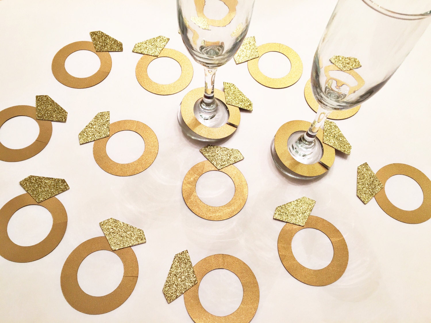 24 Diamond Ring Drink Tags. Engagement Party. by GlitterDesignsCo