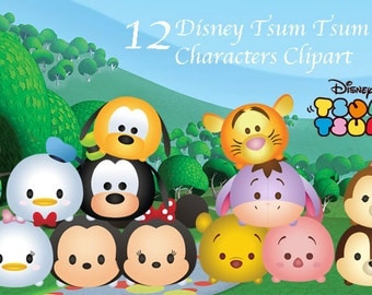 TSUM TSUM. CLIPART. 12 High Resolution Digital Clipart. Disney Tsum Tsum Birthday Party. Baby shower. Party Supplies.
