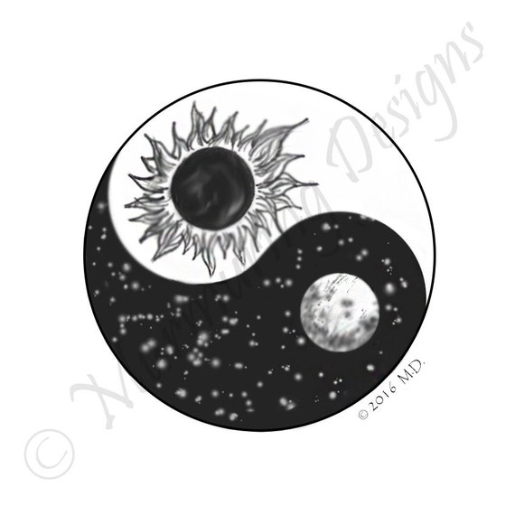 Yin Yang Night and Day Original Art Print Digital Download