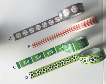 Sports Washi Tape, Washi Tape Samples #1 - For Your Planner, Crafts, Journal, Scrapbook, Bullet Journal, Bujo, Etc.