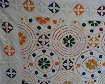 Handmade Indian Kantha throw bed cover APPLIQUE queen size quilt new cotton ralli gudari 011