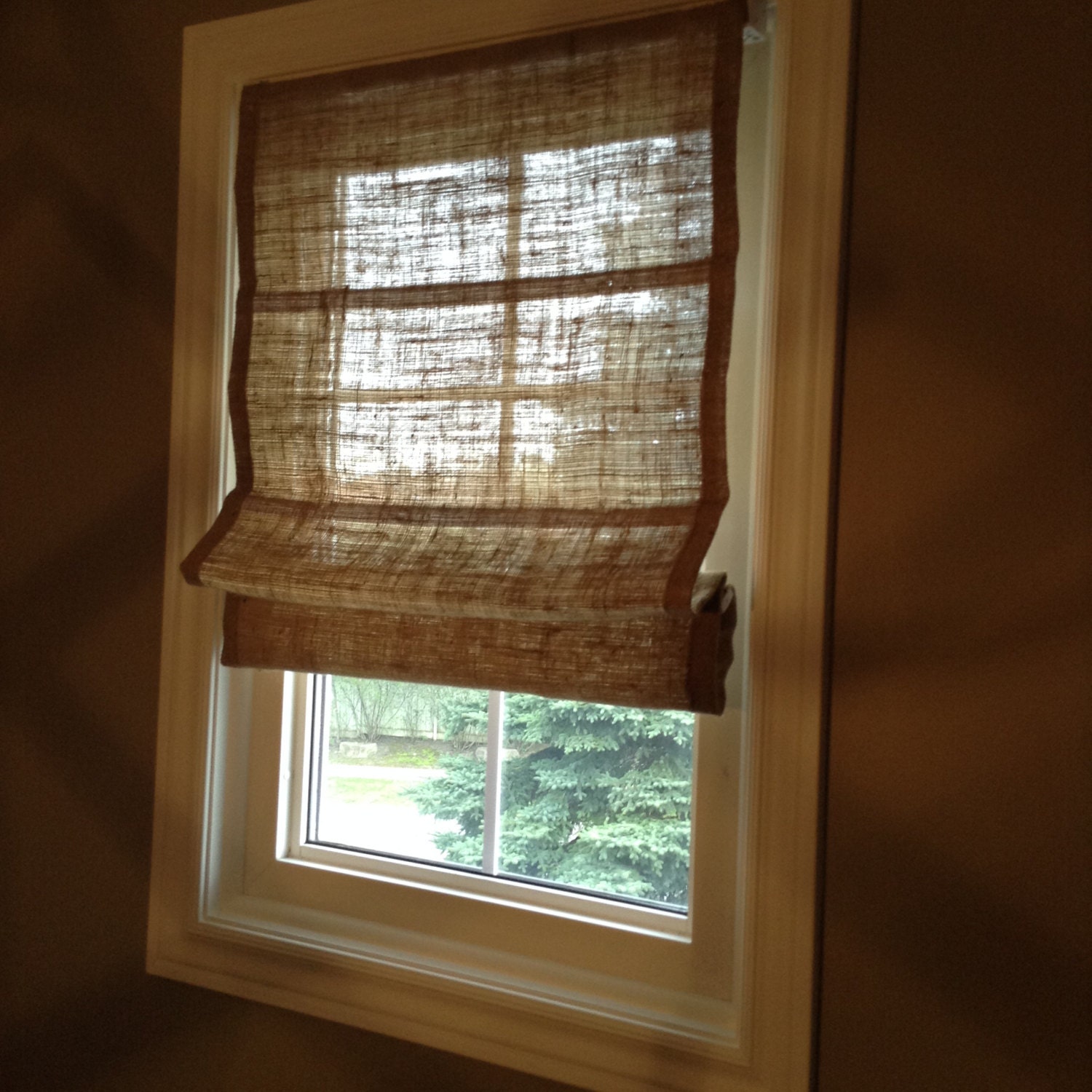 Custom Made Burlap Roman Blind