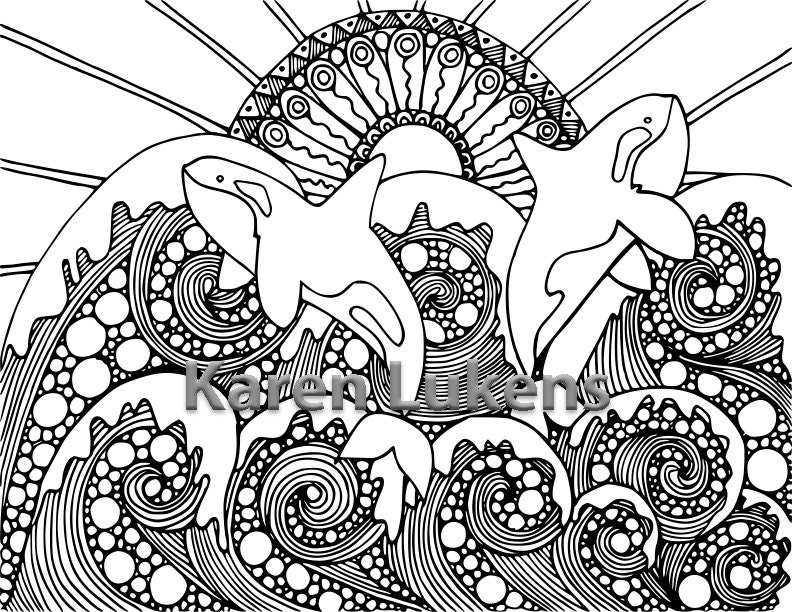 5 pagesmermaids orcas ocean pack 1 5 adult coloring book pages printable instant download - Coloring Book Pages Printable 5 pagesmermaids orcas ocean pack 1 5 adult coloring book pages printable instant download - Coloring Book Pages Printable