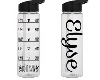 24 oz Water Bottle With Straw & Intake Tracker Inspirational Water Bottle // Water Intake Tracker Bottle // Hydration Fitness Water Bottle