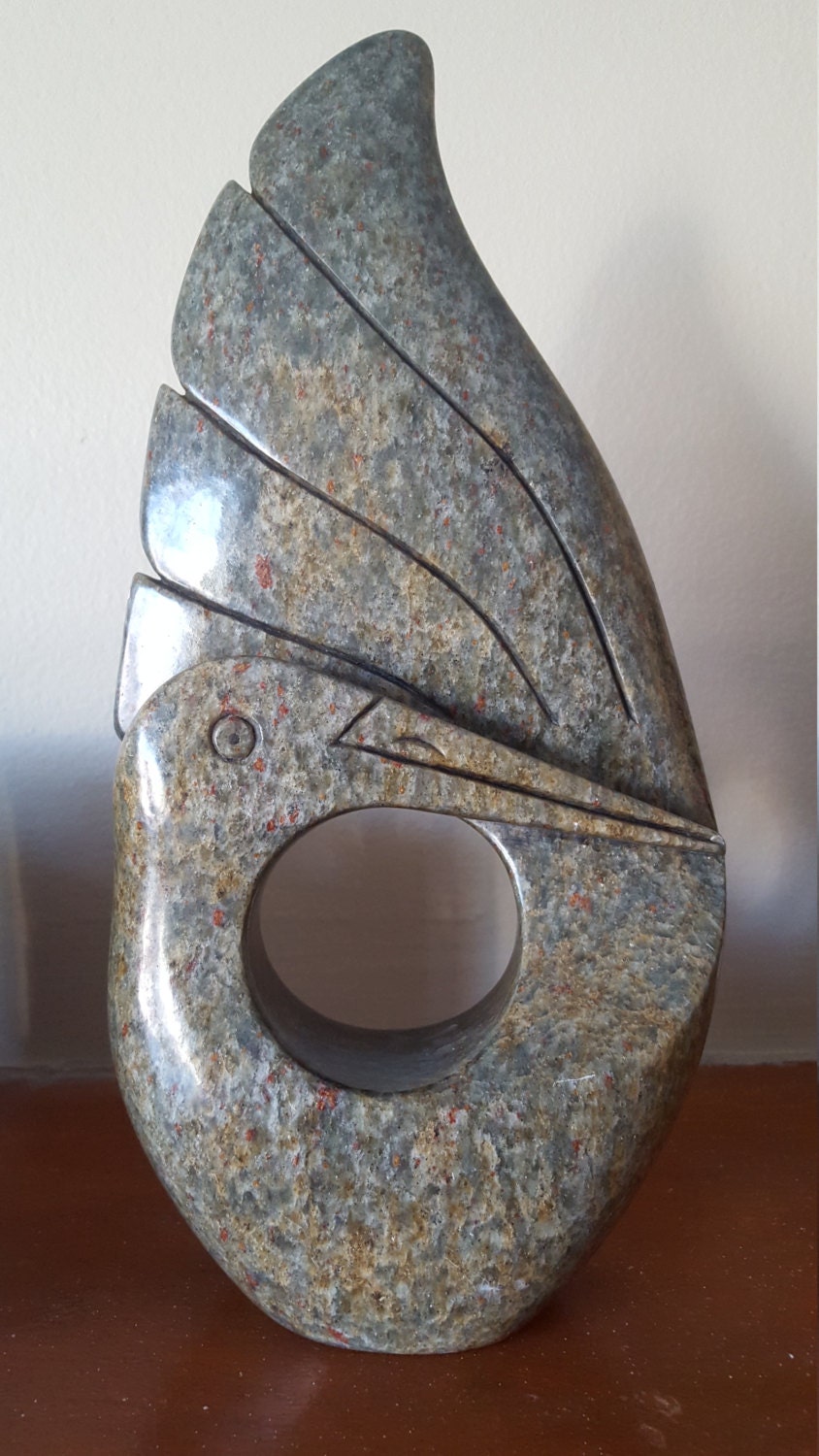 Soapstone Bird Sculpture from Zimbabwe by ZimSculpt on Etsy