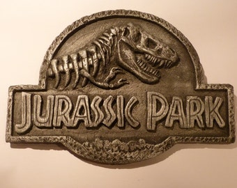 Jurassic Park Plaque- Resin Replica display silver