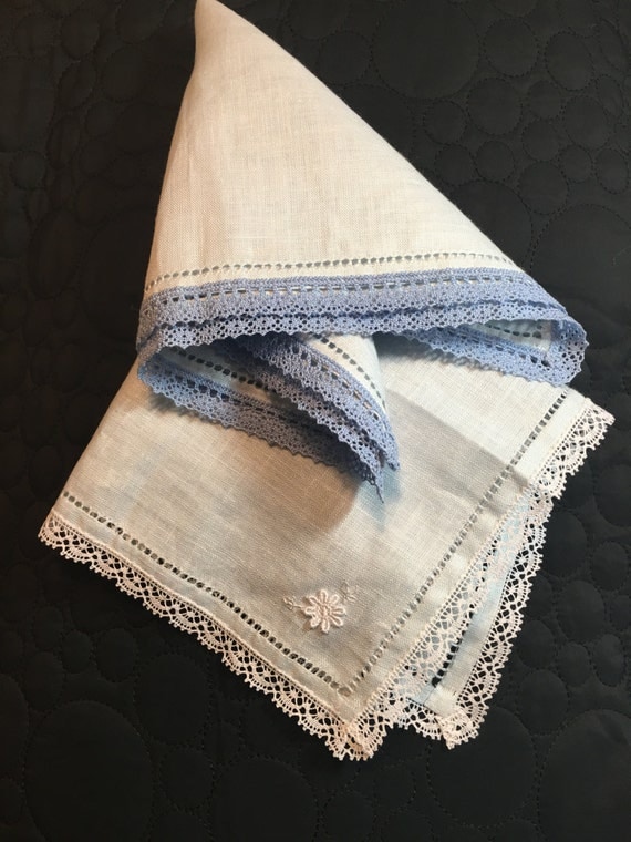 Items similar to Set of two lady linen handkerchiefs on Etsy