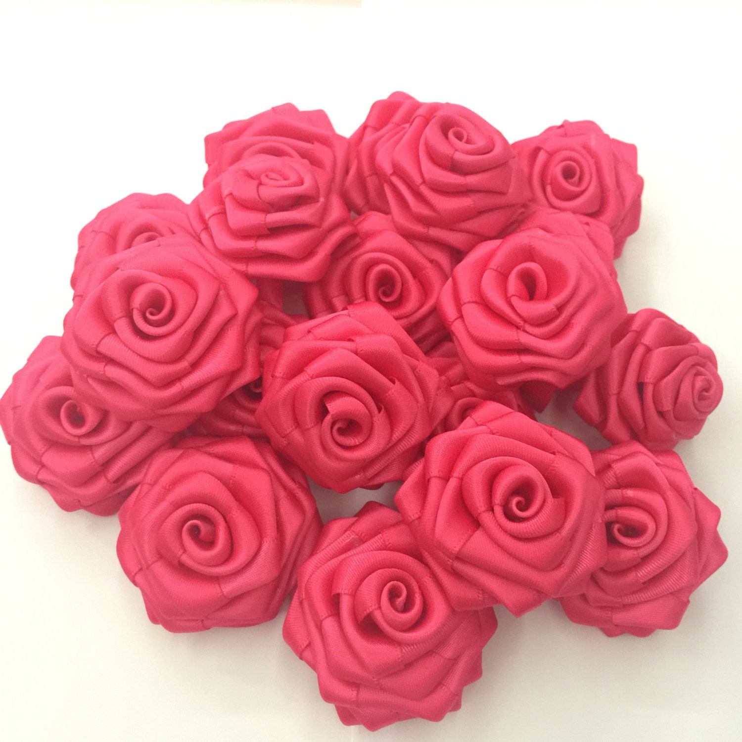 Pink Satin Ribbon Rolled Rose 1.5 Satin Rosette