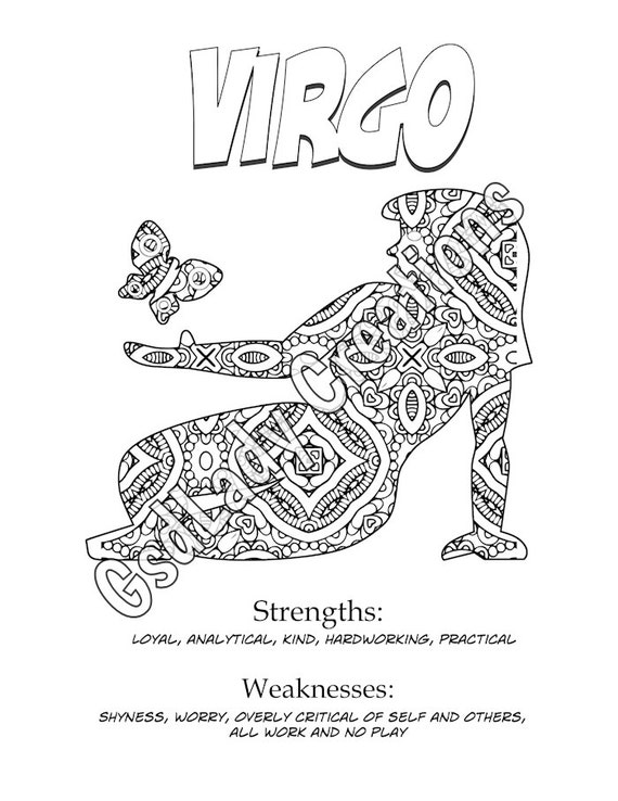 Download Zodiac Star Sign Art Print Virgo Astrology Print Coloring