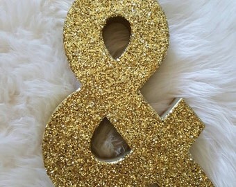 Glitter letter 8", Paper Mache, Custom, Home Decor, Gold Glitter, Free Standing, Wall Decor, Wedding, Party's, birthdays (A - Z, &)