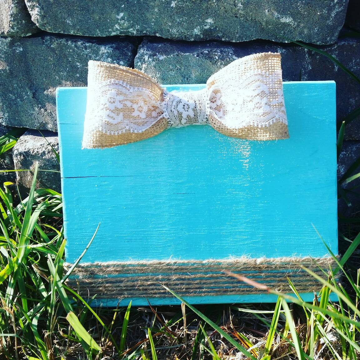 Twisted Twine Frame with Lace Burlap Bow by TatonkaDesigns on Etsy