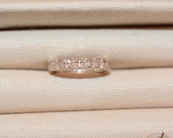 Sterling Silver Eternity Band with Clear Zircon Gemstones Women’s Size 8