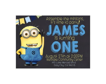 Digital Minion Birthday Invitation, Minion Birthday Invite, Despicable Me Party Invite, Childs Invitation - Printable Invitations