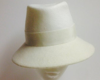 White Trilby (felt and straw) Small/Medium size