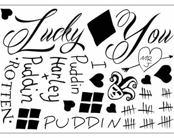 Harley Quinn Temporary Tattoos - Face, Waist, & Leg Tats - Harley Quinn Costume / Cosplay - Ready to Wear