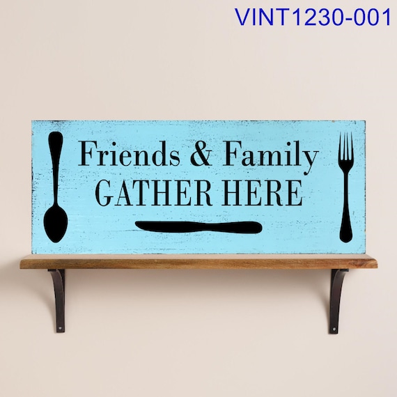 Download Friends & Family GATHER HERE Vintage Rustic Painted Wood Sign